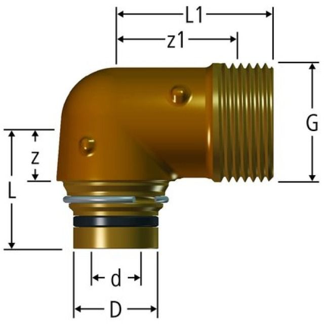 RN Steckübergang gekröpft mit
Aussengewinde, zu Optiflex-
Verteiler, 86105.22
Rotguss CC246E