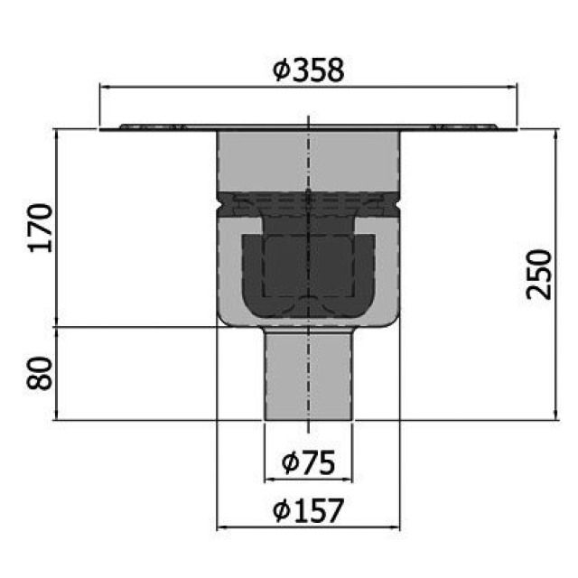 ACO BODENAB. SENKR. MEHRT INOX
416397 MIT KLEBEFLANSCH DN 80