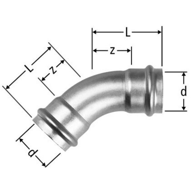 OP curva 45° INOX
per gas 88003.24
d 22