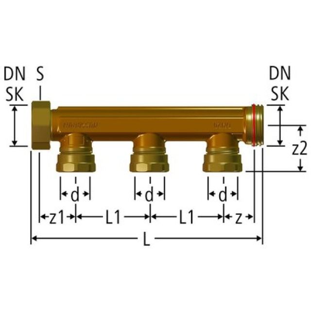 Distributeur Optiflex 1 depart
pour accouplement rapide
86103.21, DN 20, PN 10
Rotguss CC246E