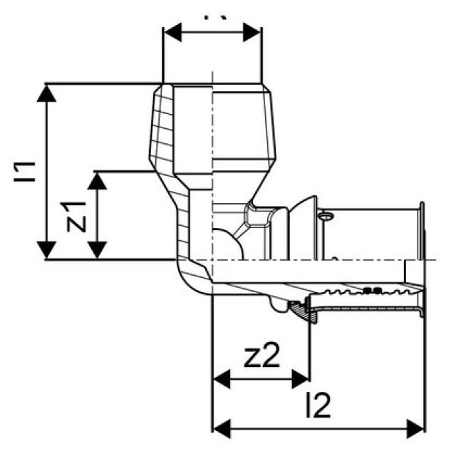 GF Uponor S-Press
coude 90° mâle 16-R1/2"MT