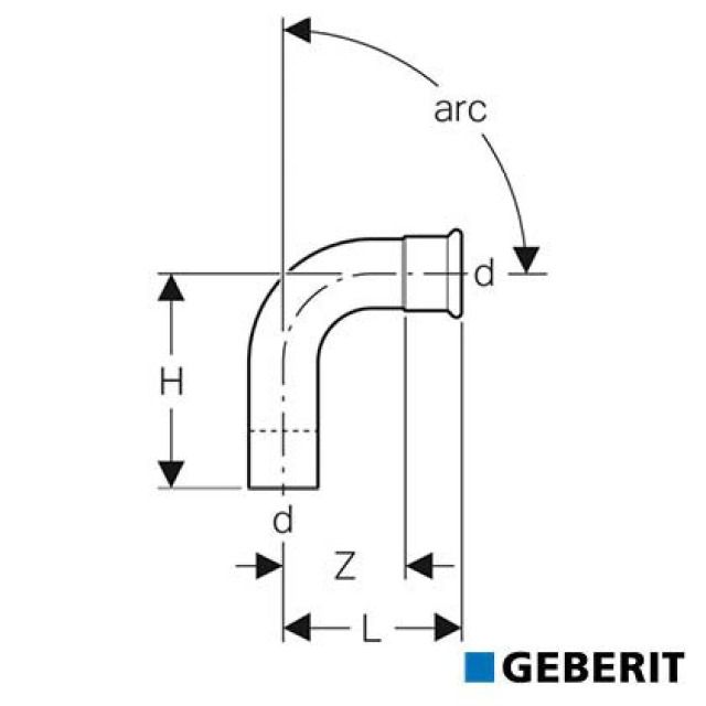 Geberit Mapress Therm
Bogen mit Einschubende
arc=90°, d=76.1