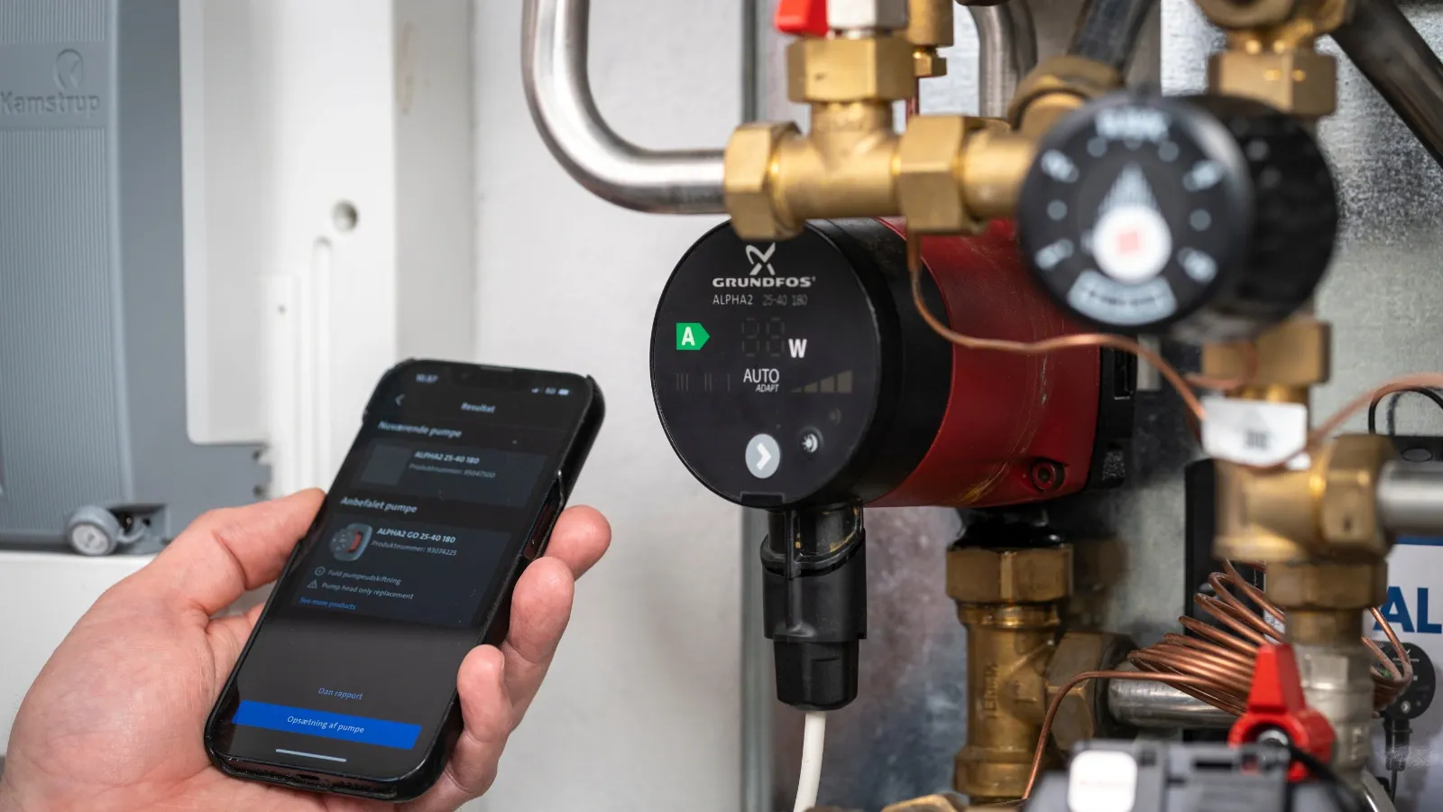 Grundfos GO App schlägt für eine eingebaute ALPHA2 die Ersatzpumpe ALPHA2 GO vor