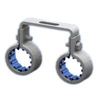 Doppio morsetto per tubi galvanizzato con isolamento acustico