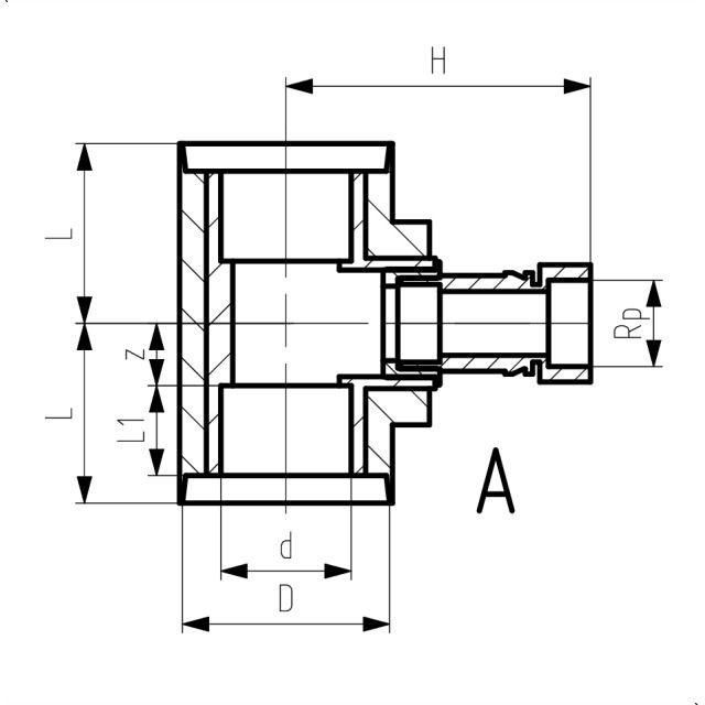 ÜG T 90° IG isol PE100 PN16
d75-Rp2"