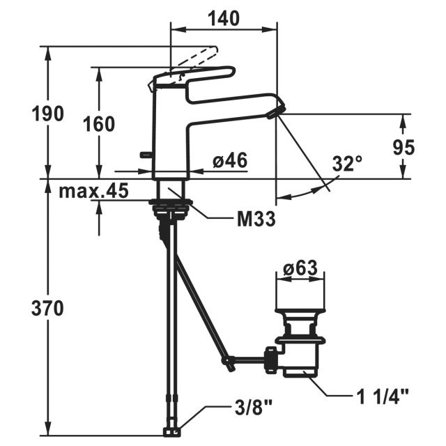KWC Waschtischmischer
Wamas 2.0, A 140 mm
Auslauf fest, Exzenterventil
Anschlussschläuche 3/8"
chromeline